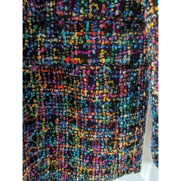 Blank NYC Women Size Small S Multicolor Rainbow Sequin Tweed Blazer Jacket - Picture 11 of 16